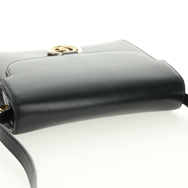 【日本直送】GUCCI GG Logo 單肩包 皮革 黑色 金色 589471 正品 144672M-6