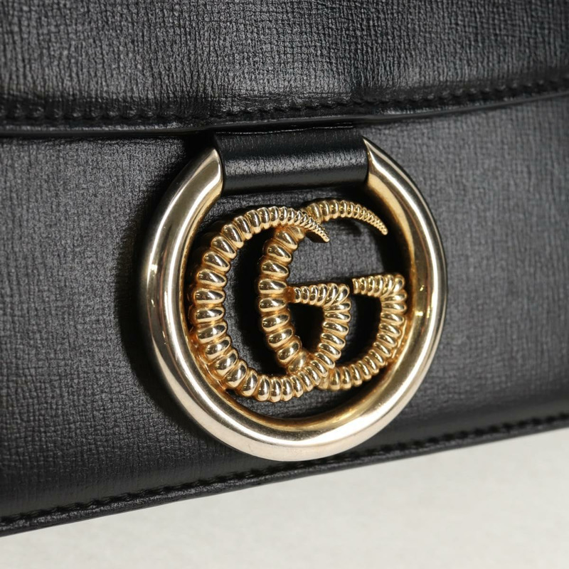 【日本直送】GUCCI GG Logo 單肩包 皮革 黑色 金色 589471 正品 144672M-17