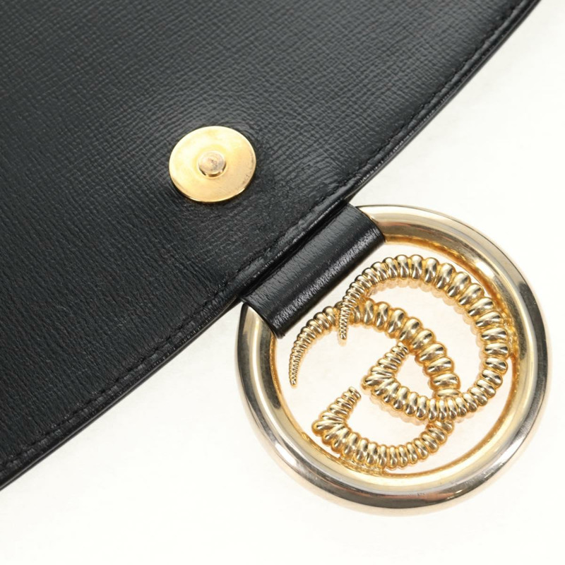 【日本直送】GUCCI GG Logo 單肩包 皮革 黑色 金色 589471 正品 144672M-19