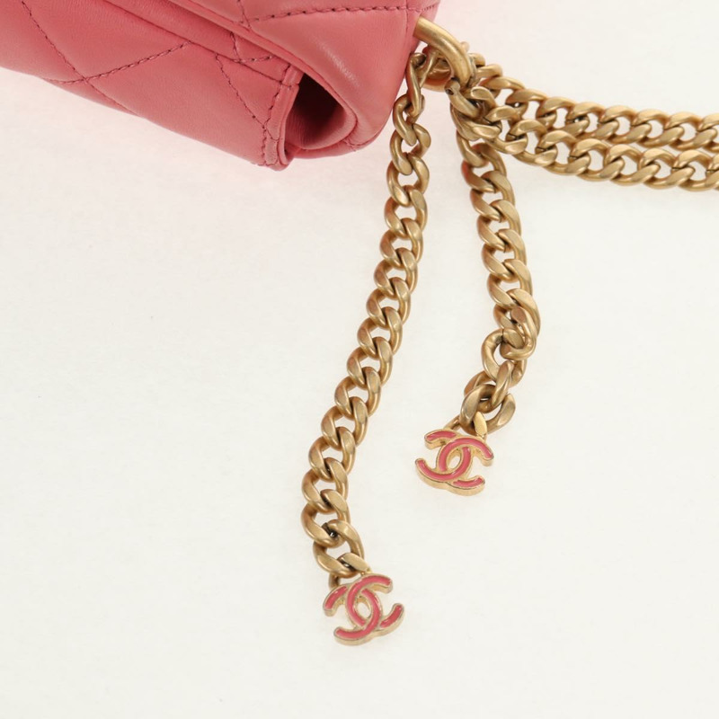 【日本直送】香奈兒 (CHANEL) 迷你絎縫 17 單翻蓋鏈條羊皮粉紅 AS3114 CC Auth 144652M-18