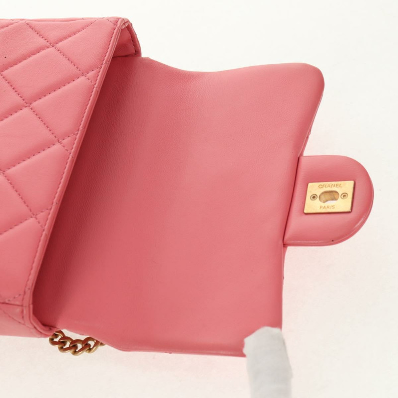 【日本直送】香奈兒 (CHANEL) 迷你絎縫 17 單翻蓋鏈條羊皮粉紅 AS3114 CC Auth 144652M-20