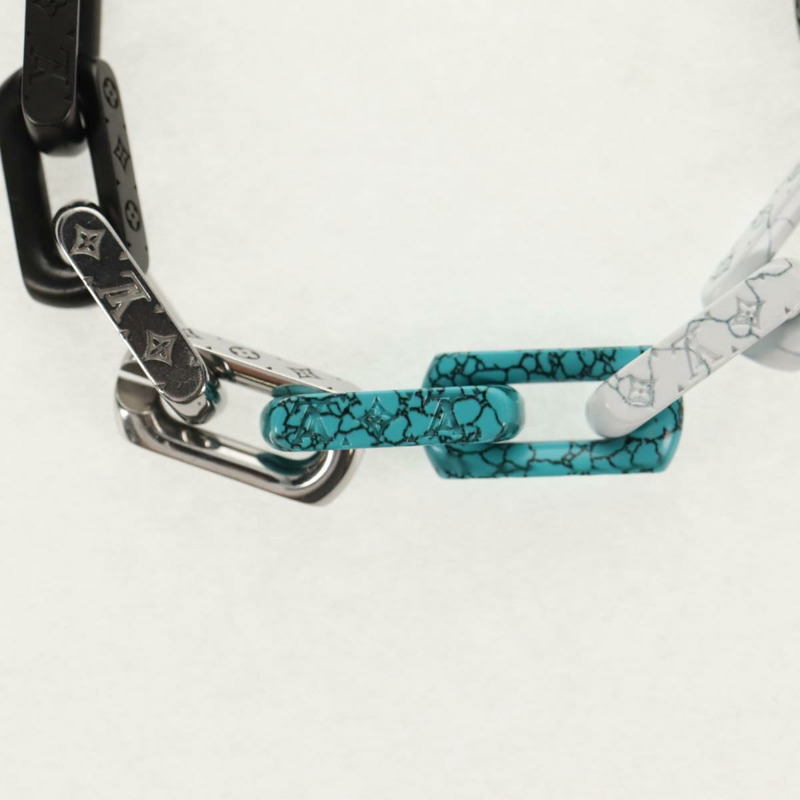 【日本直送】路易威登 (LOUIS VUITTON) 鏈條寶石手鍊 金屬 銀色 M1042L LV 正品 145596M-3