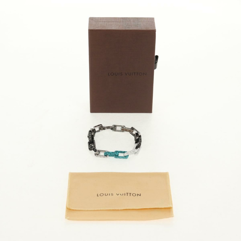 【日本直送】路易威登 (LOUIS VUITTON) 鏈條寶石手鍊 金屬 銀色 M1042L LV 正品 145596M-12