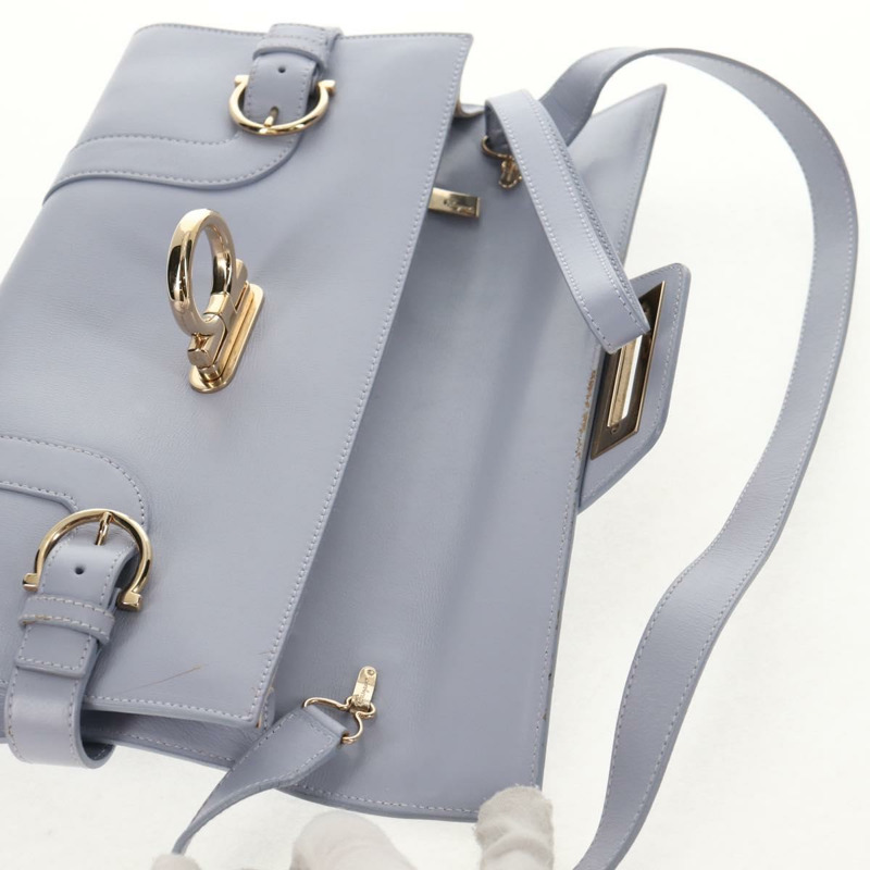 【日本直送】Salvatore Ferragamo Gancini 紫色金色皮革肩背包，正品編號 145499V-21