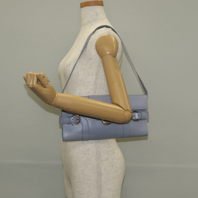 【日本直送】Salvatore Ferragamo Gancini 紫色金色皮革肩背包，正品編號 145499V-27