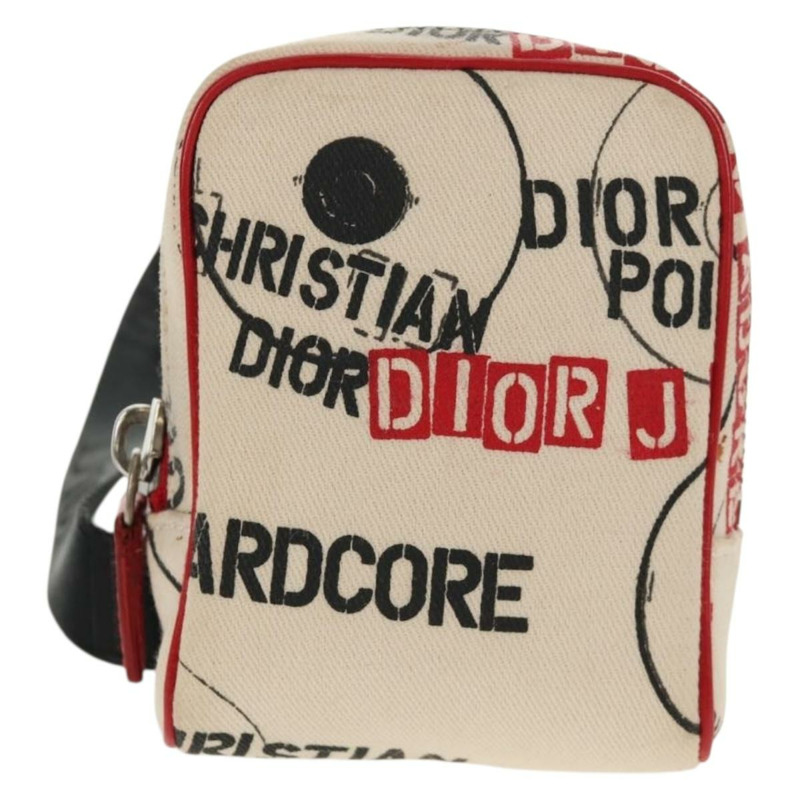【日本直送】Christian Dior Hardcore 帆布手拿包 白色 紅色 正品 143024V-12