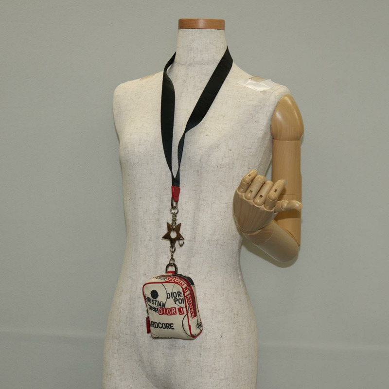 【日本直送】Christian Dior Hardcore 帆布手拿包 白色 紅色 正品 143024V-21