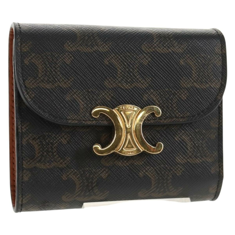 【日本直送】CELINE Triomphe Compact Wallet PVC Black Auth am9212M-0