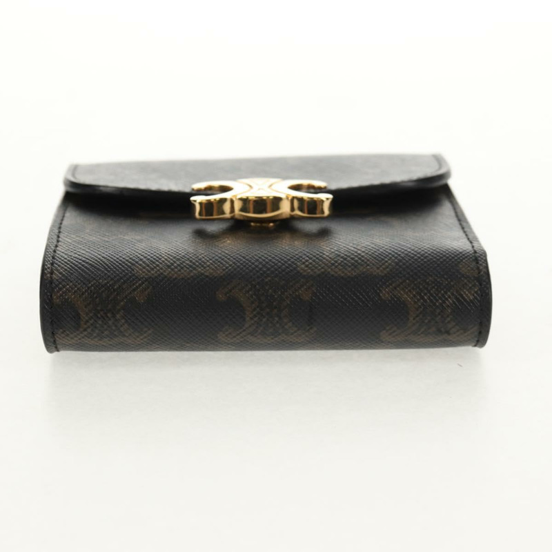 【日本直送】CELINE Triomphe Compact Wallet PVC Black Auth am9212M-5