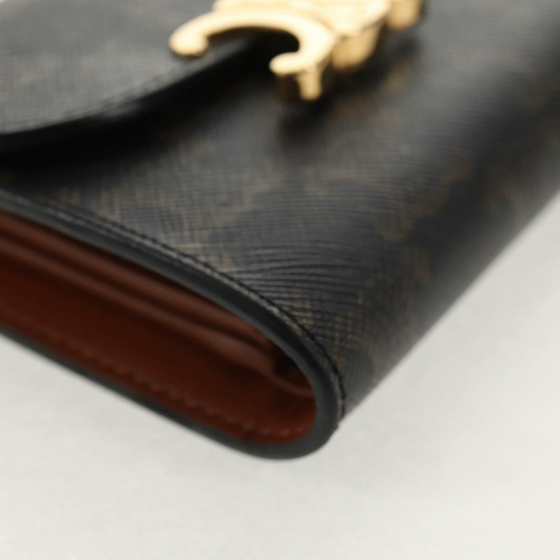 【日本直送】CELINE Triomphe Compact Wallet PVC Black Auth am9212M-6
