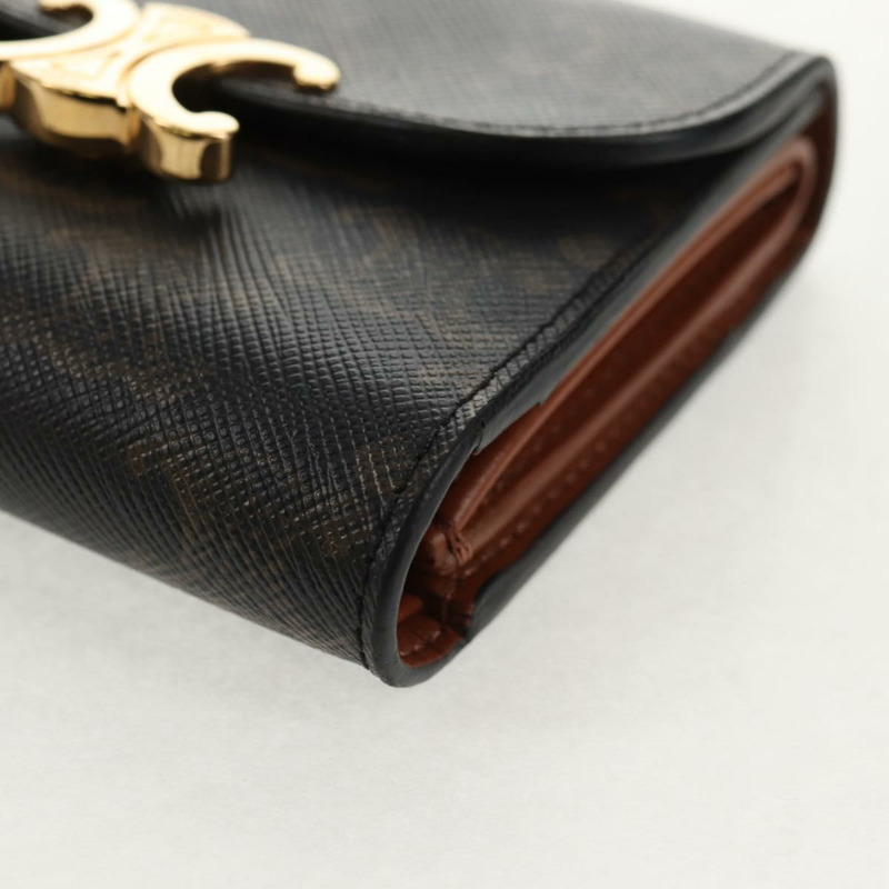 【日本直送】CELINE Triomphe Compact Wallet PVC Black Auth am9212M-13