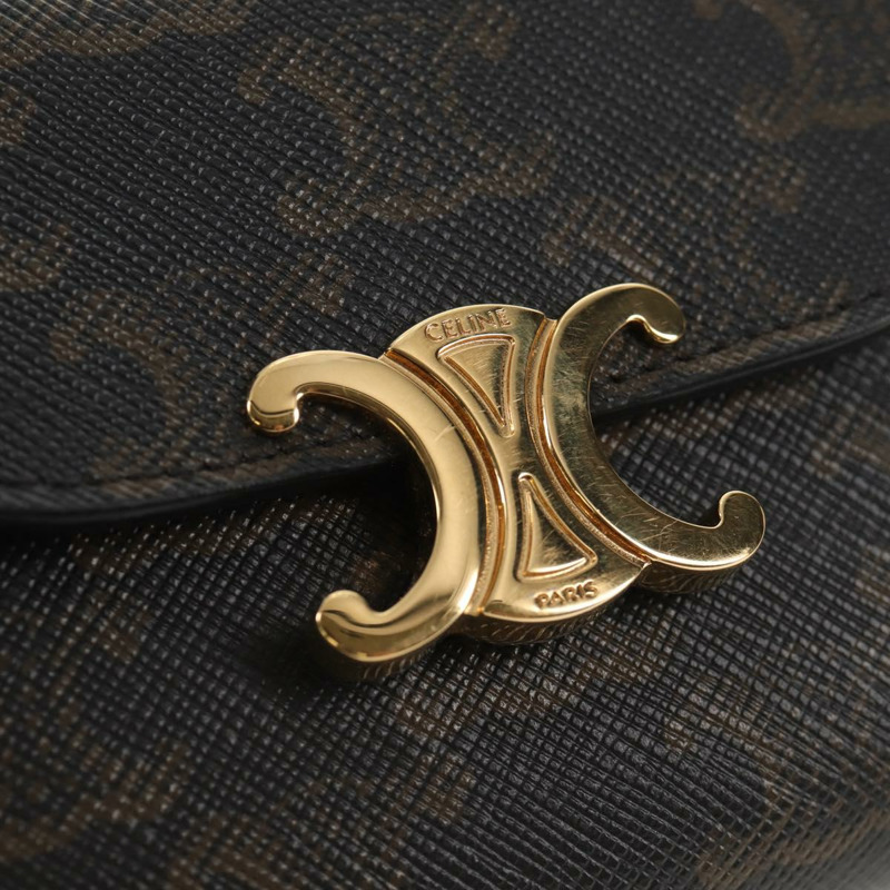 【日本直送】CELINE Triomphe Compact Wallet PVC Black Auth am9212M-16