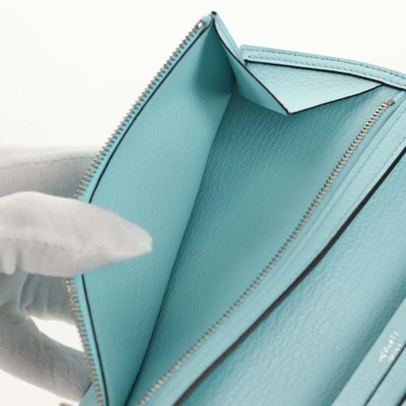 【日本直送】愛馬仕 Bane Souffle 皮夾，淺藍色，正品 am9208SM-9