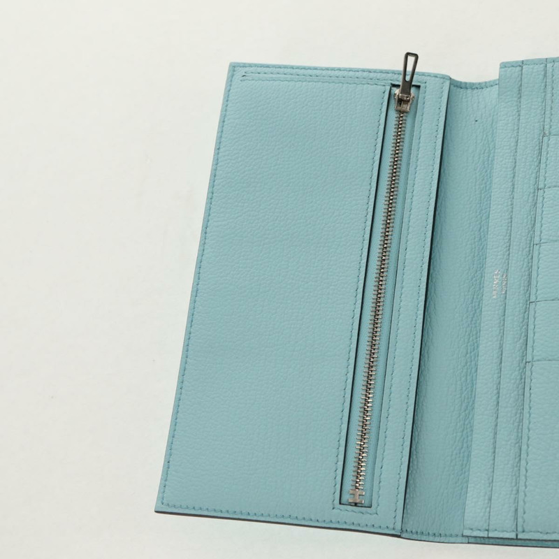 【日本直送】愛馬仕 Bane Souffle 皮夾，淺藍色，正品 am9208SM-18