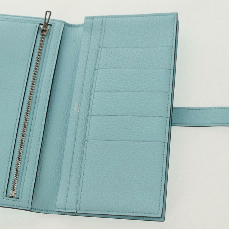【日本直送】愛馬仕 Bane Souffle 皮夾，淺藍色，正品 am9208SM-19