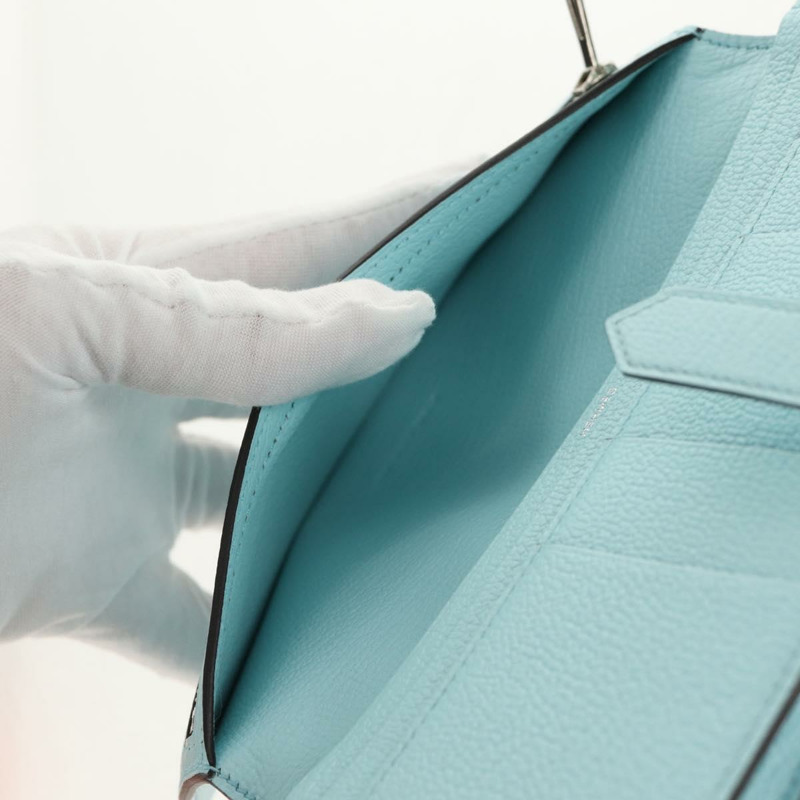 【日本直送】愛馬仕 Bane Souffle 皮夾，淺藍色，正品 am9208SM-21