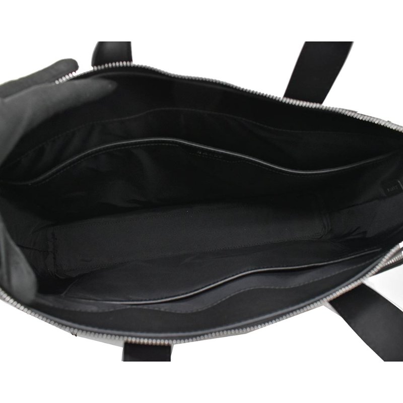 【門市全新現貨】BALLY HAIES 皮革黑白織帶拉鍊手提包公事包斜背包筆電包(附原廠防塵袋)-3