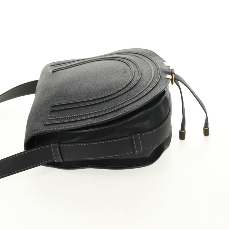 【日本直送】Chloe Mercy 單肩包，黑色金色皮革，正品 am9250V-2