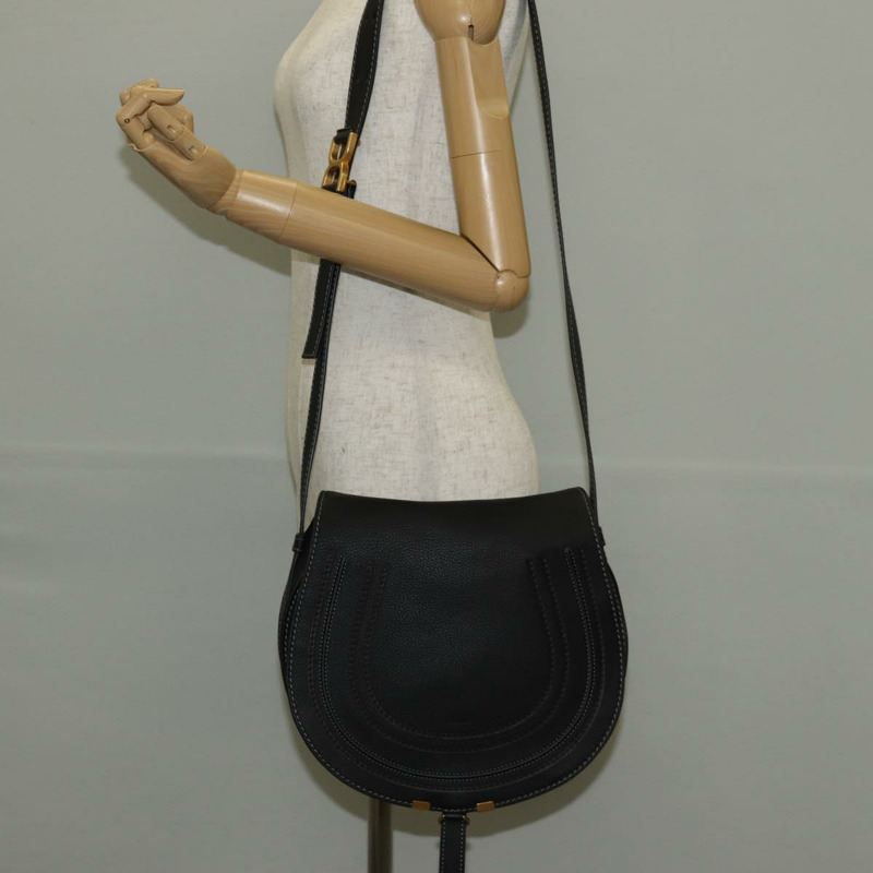 【日本直送】Chloe Mercy 單肩包，黑色金色皮革，正品 am9250V-26