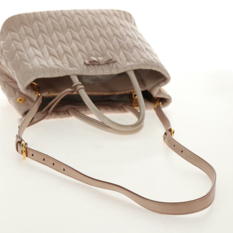 【日本直送】Miu Miu 手提包 皮革 兩用 金色 粉紅色 米色 正品 am9331V-7