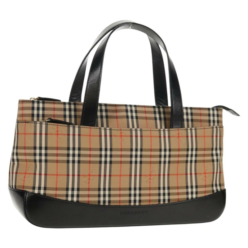 【日本直送】BURBERRY Nova 格紋手提包 帆布 米色 金色 正品 am9352V-0