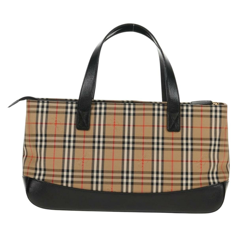 【日本直送】BURBERRY Nova 格紋手提包 帆布 米色 金色 正品 am9352V-1