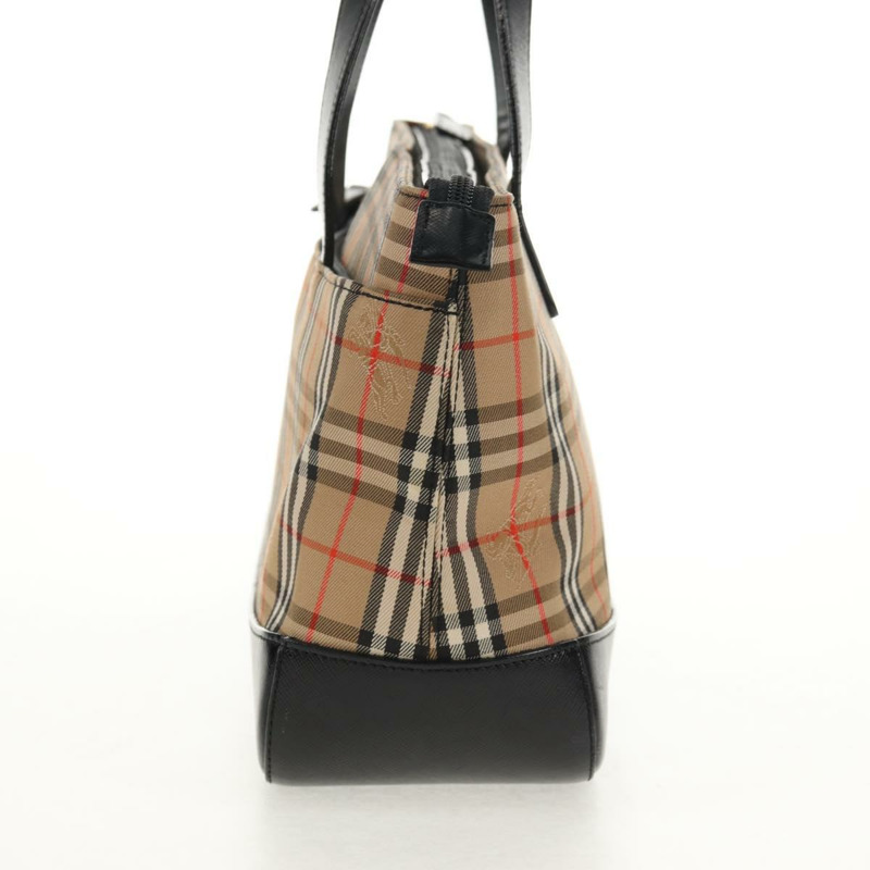 【日本直送】BURBERRY Nova 格紋手提包 帆布 米色 金色 正品 am9352V-2