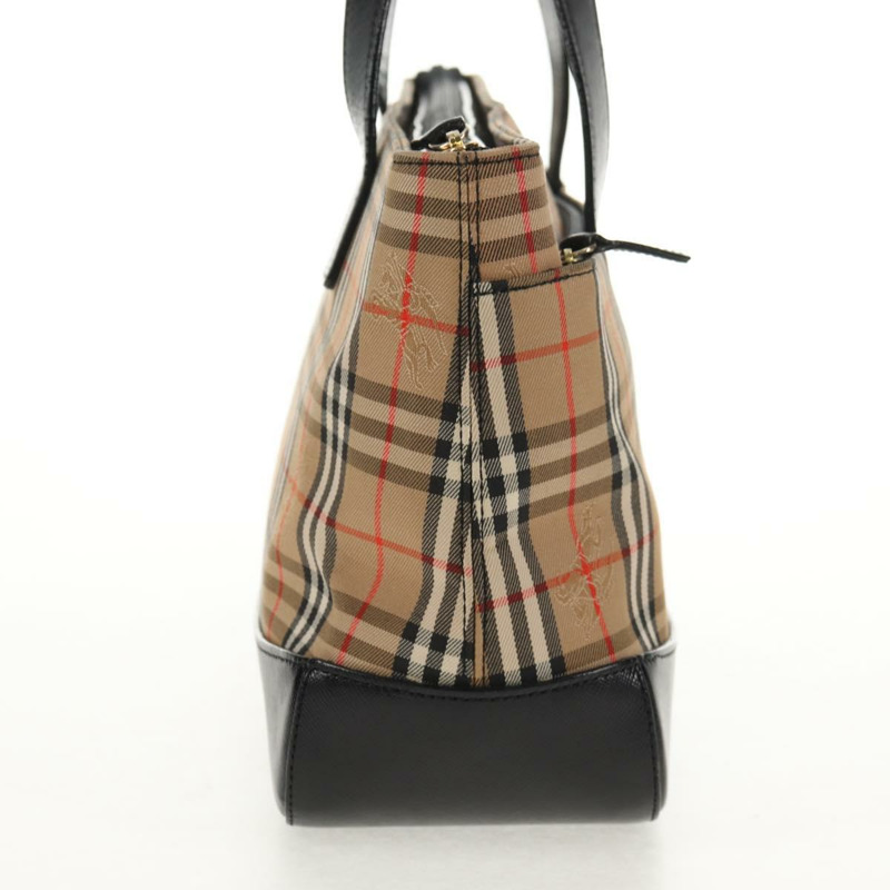 【日本直送】BURBERRY Nova 格紋手提包 帆布 米色 金色 正品 am9352V-3