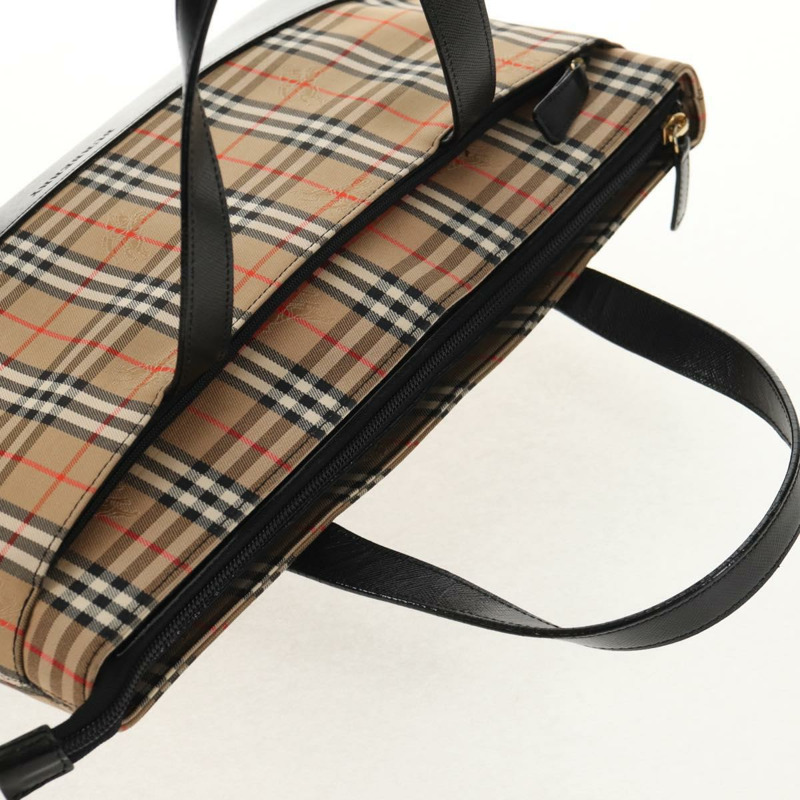 【日本直送】BURBERRY Nova 格紋手提包 帆布 米色 金色 正品 am9352V-5