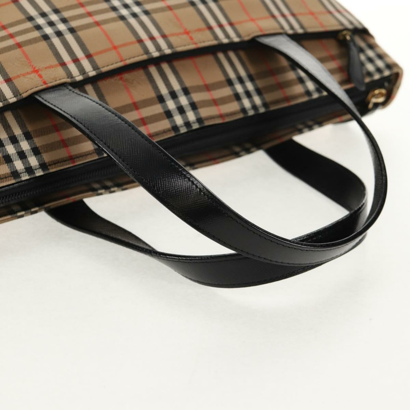 【日本直送】BURBERRY Nova 格紋手提包 帆布 米色 金色 正品 am9352V-6