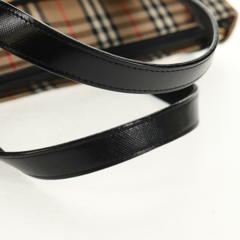 【日本直送】BURBERRY Nova 格紋手提包 帆布 米色 金色 正品 am9352V-7