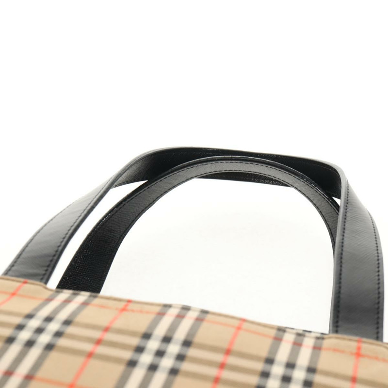 【日本直送】BURBERRY Nova 格紋手提包 帆布 米色 金色 正品 am9352V-8