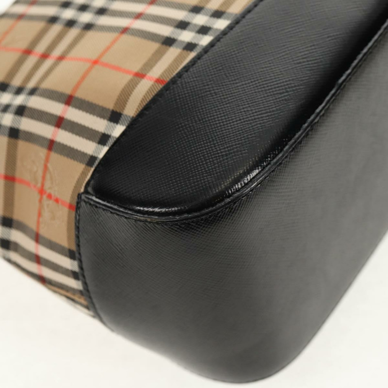 【日本直送】BURBERRY Nova 格紋手提包 帆布 米色 金色 正品 am9352V-9