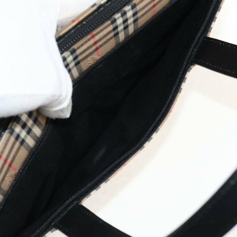 【日本直送】BURBERRY Nova 格紋手提包 帆布 米色 金色 正品 am9352V-18