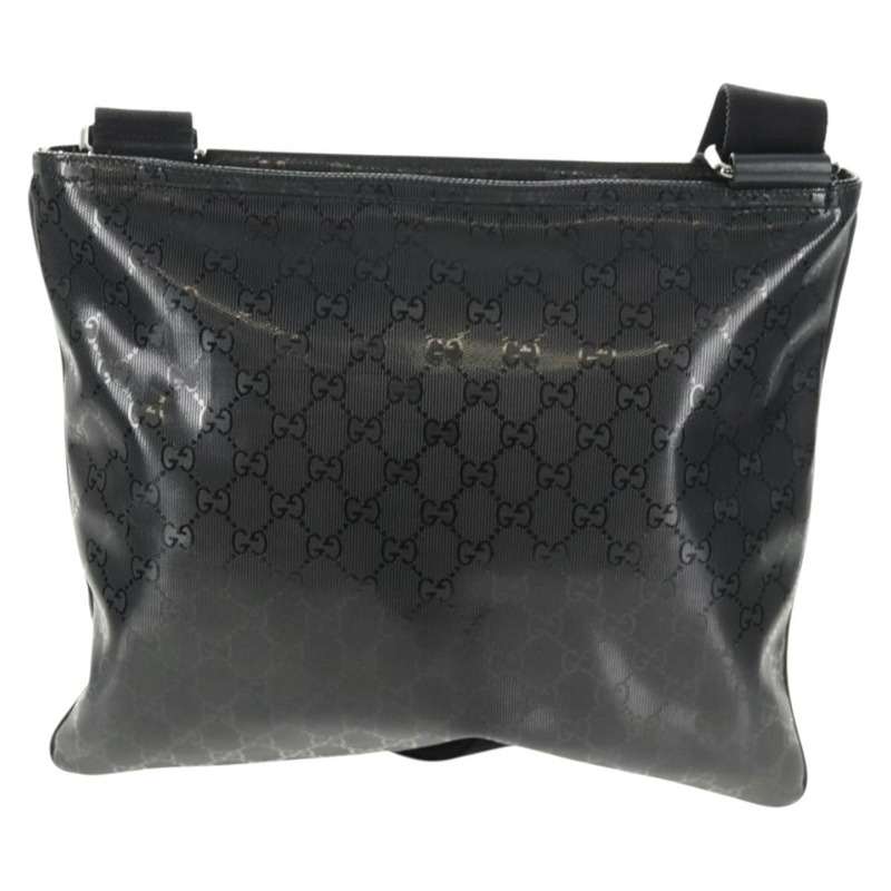 【日本直送】GUCCI GG 經典款單肩包 PVC材質 黑銀 201446 Auth am9344V-1