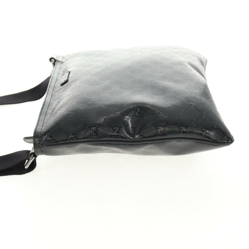 【日本直送】GUCCI GG 經典款單肩包 PVC材質 黑銀 201446 Auth am9344V-2