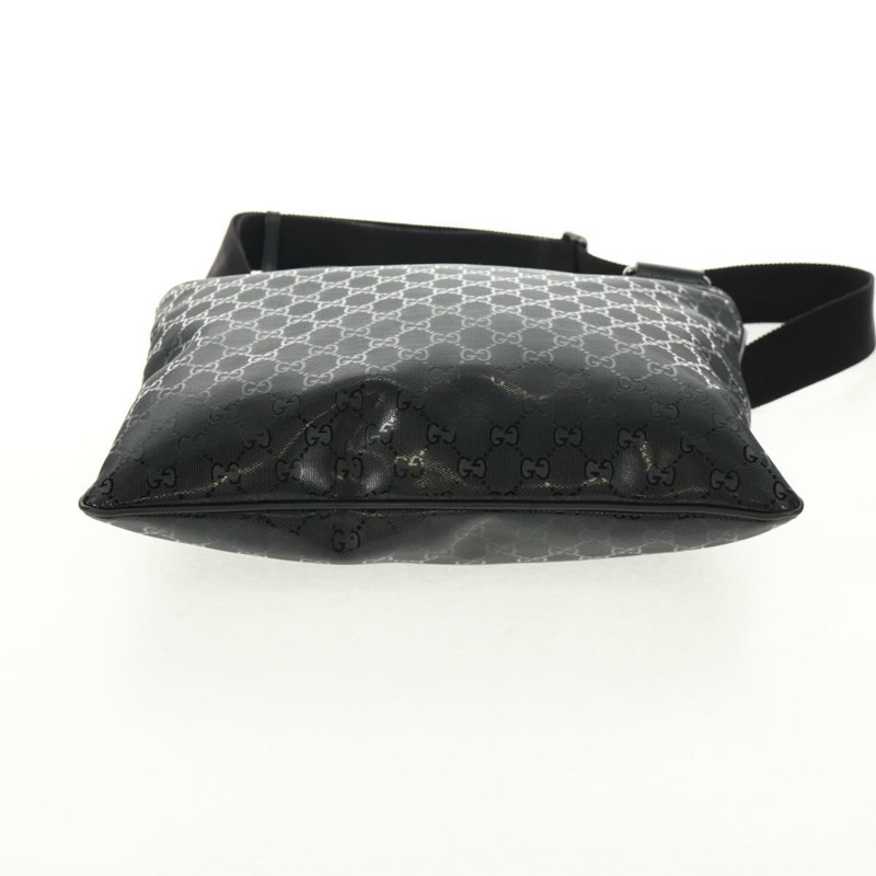 【日本直送】GUCCI GG 經典款單肩包 PVC材質 黑銀 201446 Auth am9344V-4