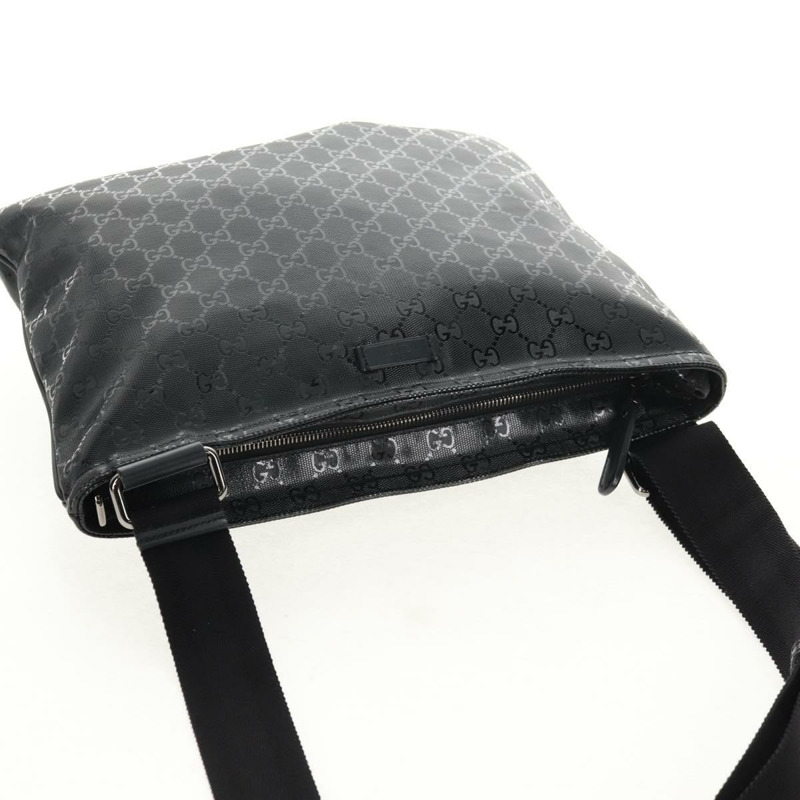 【日本直送】GUCCI GG 經典款單肩包 PVC材質 黑銀 201446 Auth am9344V-5