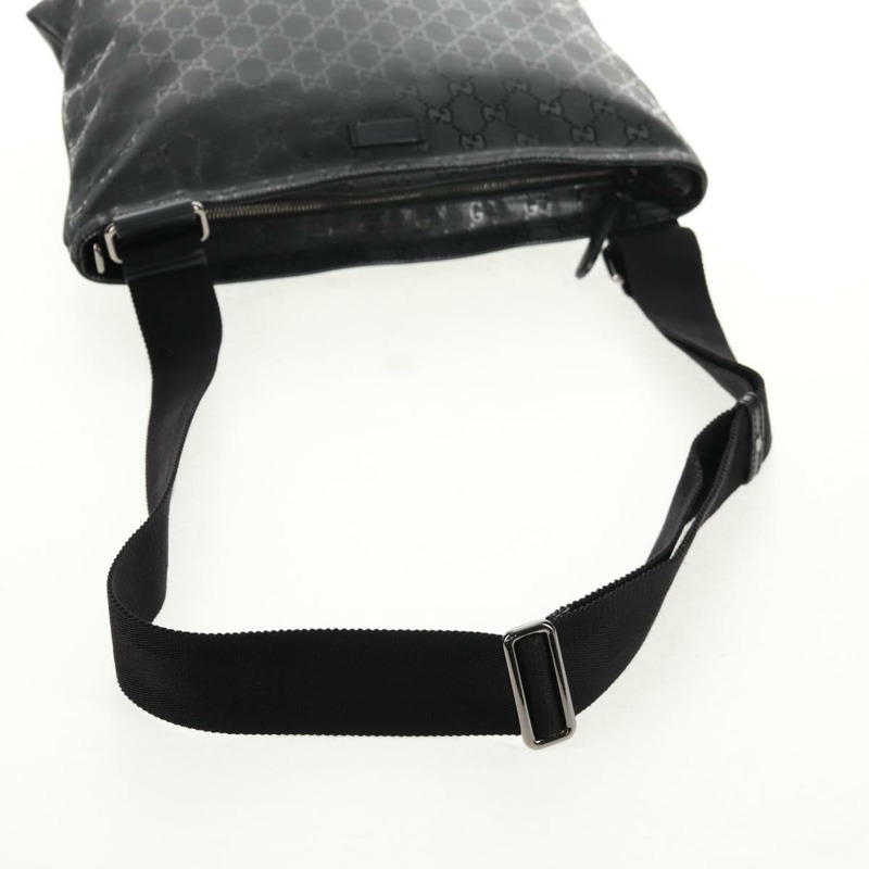 【日本直送】GUCCI GG 經典款單肩包 PVC材質 黑銀 201446 Auth am9344V-6