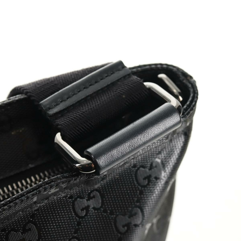 【日本直送】GUCCI GG 經典款單肩包 PVC材質 黑銀 201446 Auth am9344V-8