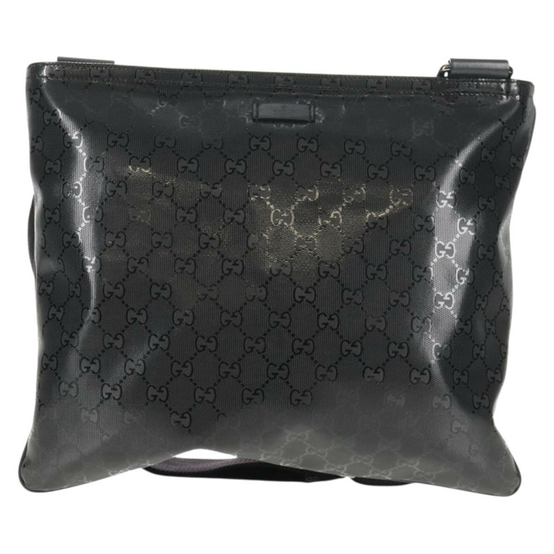 【日本直送】GUCCI GG 經典款單肩包 PVC材質 黑銀 201446 Auth am9344V-12