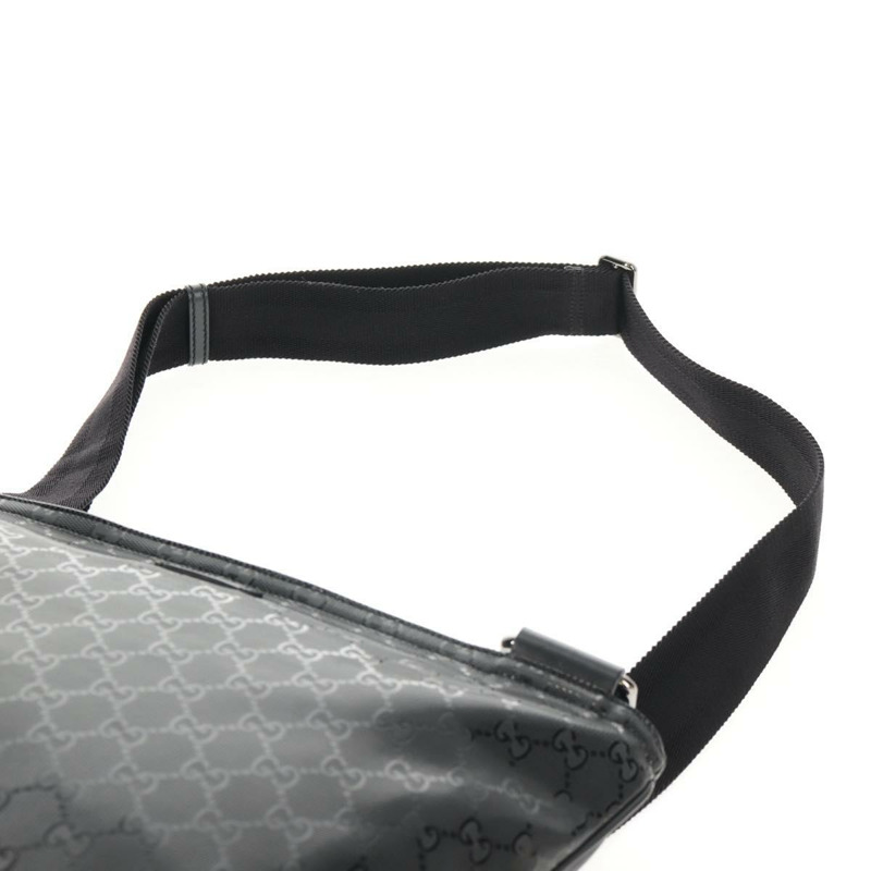 【日本直送】GUCCI GG 經典款單肩包 PVC材質 黑銀 201446 Auth am9344V-13