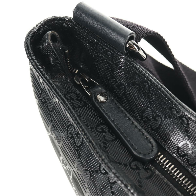 【日本直送】GUCCI GG 經典款單肩包 PVC材質 黑銀 201446 Auth am9344V-19