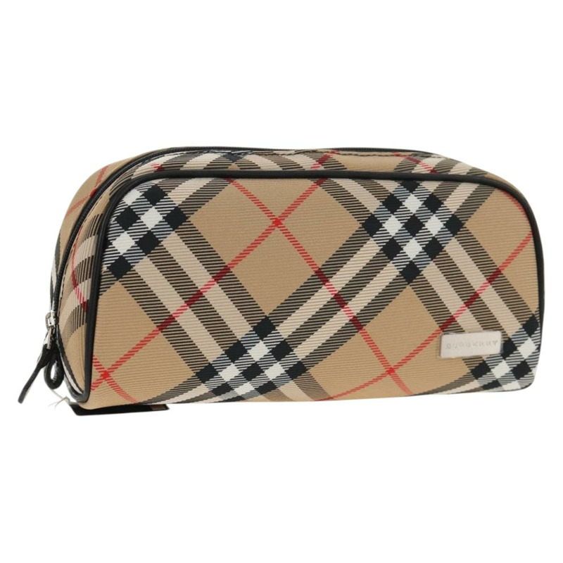 【日本直送】BURBERRY Nova 格紋帆布米色銀色手拿包 Auth am9306V-0