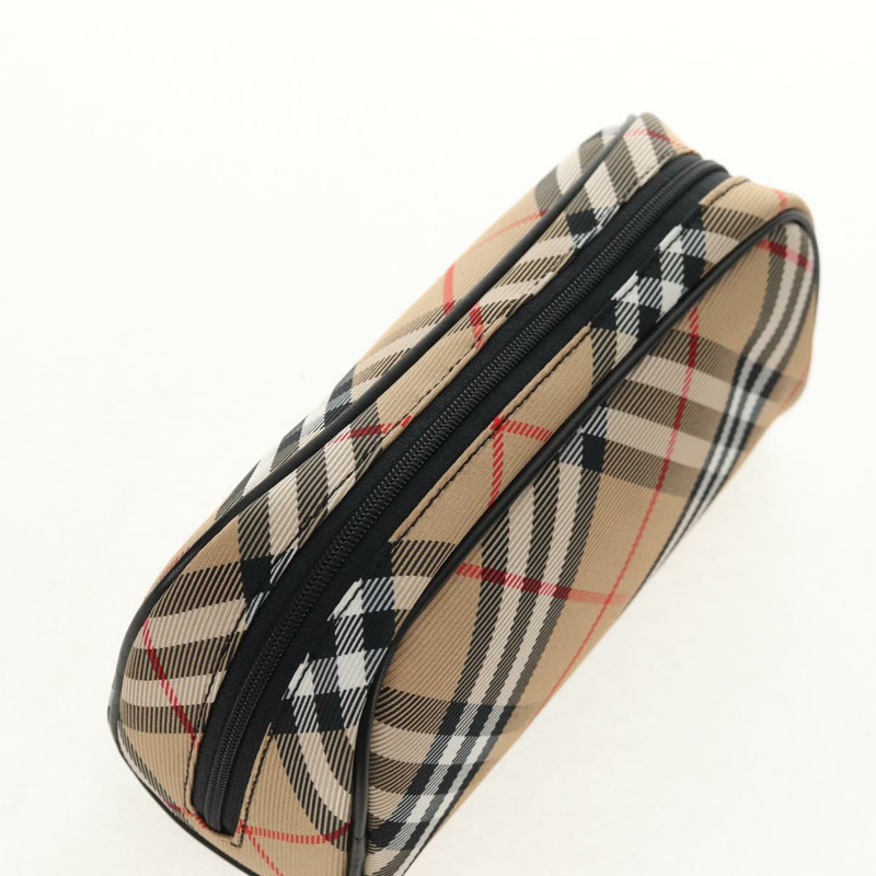 【日本直送】BURBERRY Nova 格紋帆布米色銀色手拿包 Auth am9306V-4