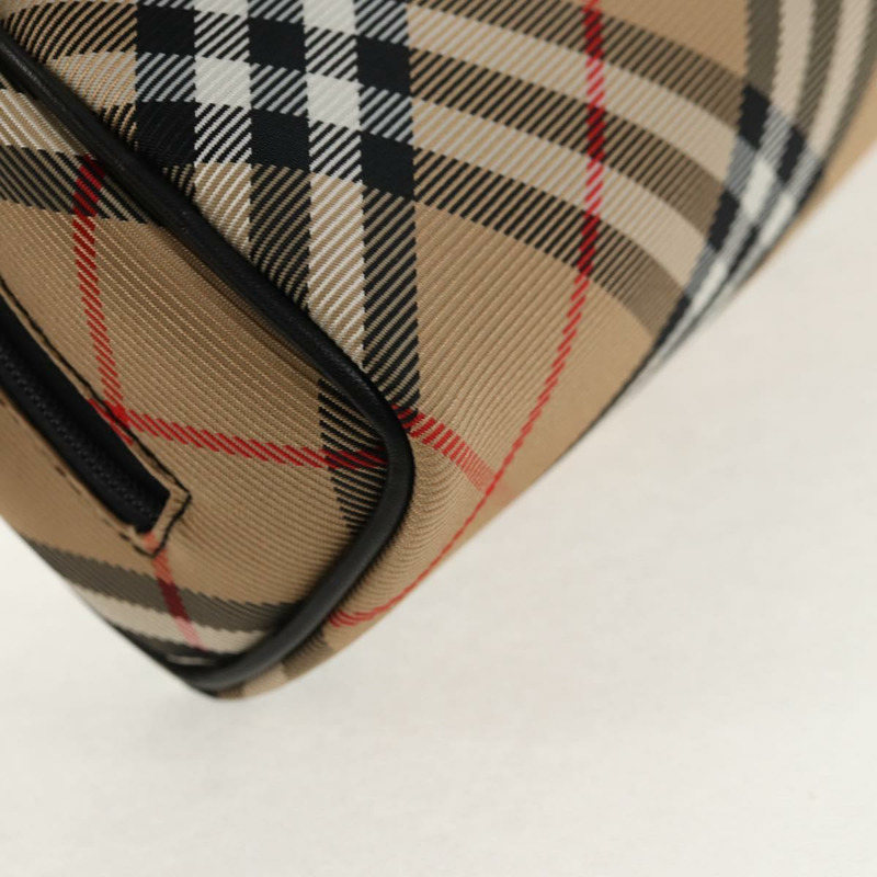 【日本直送】BURBERRY Nova 格紋帆布米色銀色手拿包 Auth am9306V-14