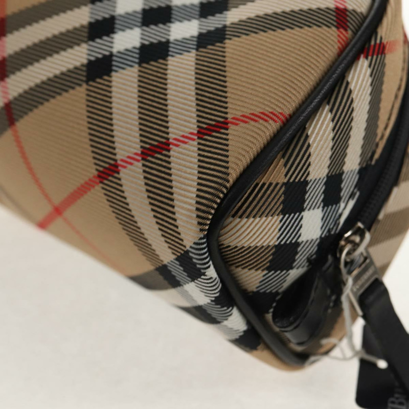 【日本直送】BURBERRY Nova 格紋帆布米色銀色手拿包 Auth am9306V-15