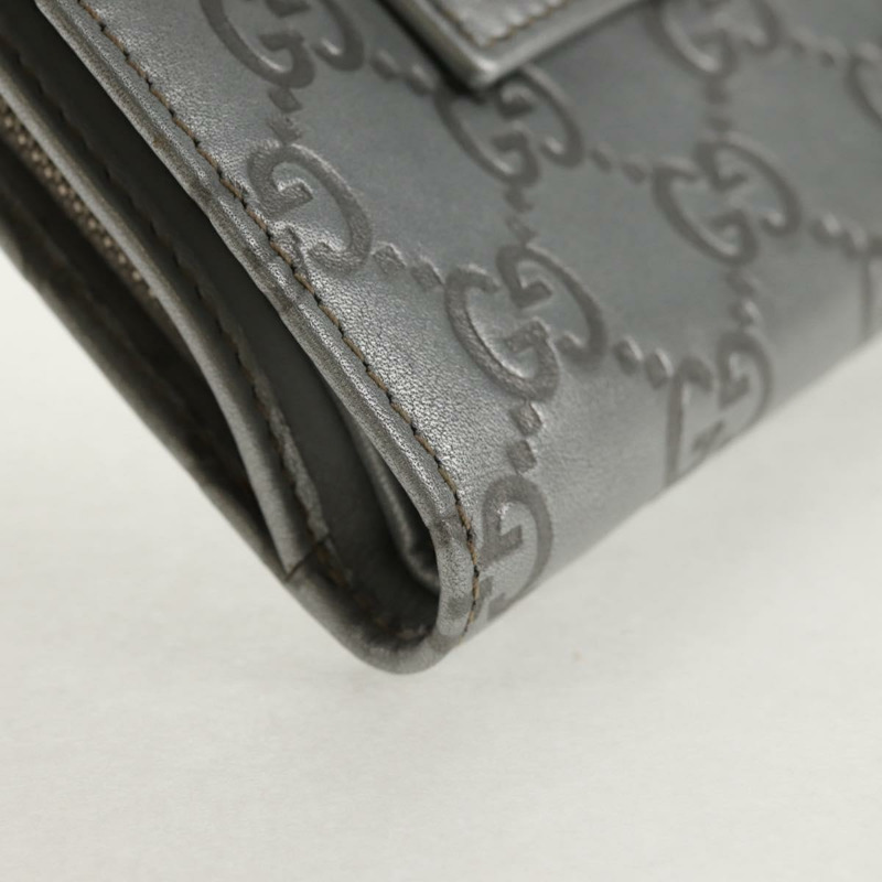 【日本直送】GUCCI GG帆布 Abbey Guccissima雙折皮夾 皮革 銀色 154205 正品 am9314V-6