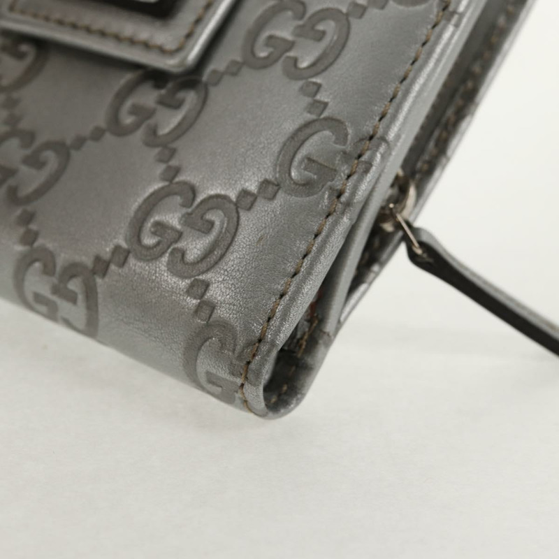 【日本直送】GUCCI GG帆布 Abbey Guccissima雙折皮夾 皮革 銀色 154205 正品 am9314V-13