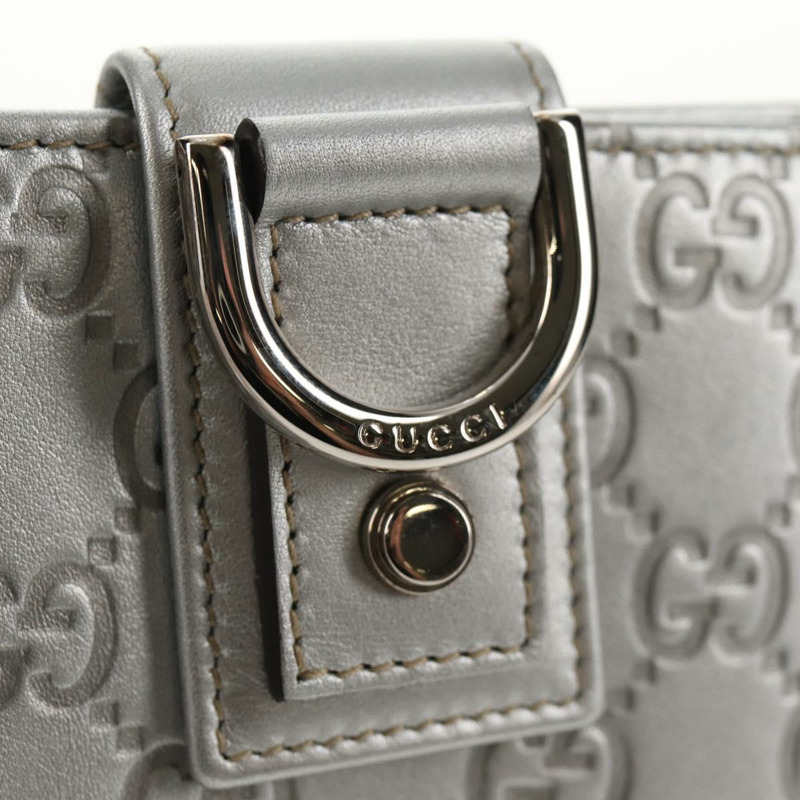 【日本直送】GUCCI GG帆布 Abbey Guccissima雙折皮夾 皮革 銀色 154205 正品 am9314V-16